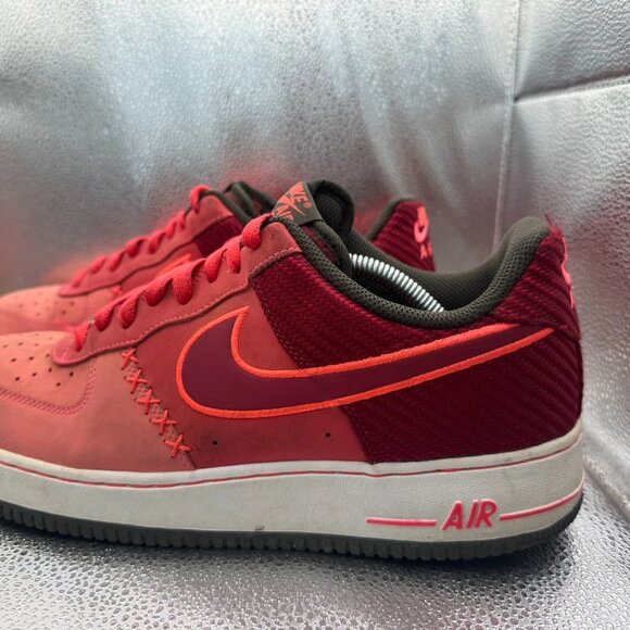 Size 12 Nike Air Force 1 Low Mens Fusion Red Lace-Up Athletic Sneaker 488298-611 - Picture 7 of 11